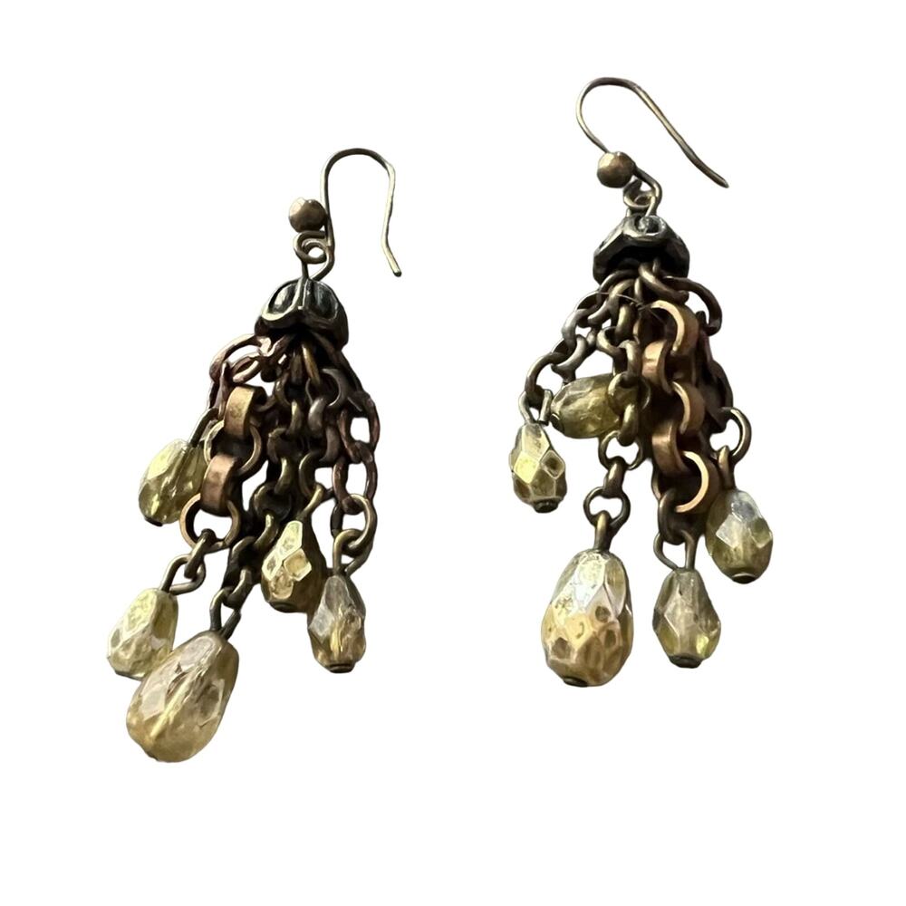 Chain Link Dangle Beaded Earrings